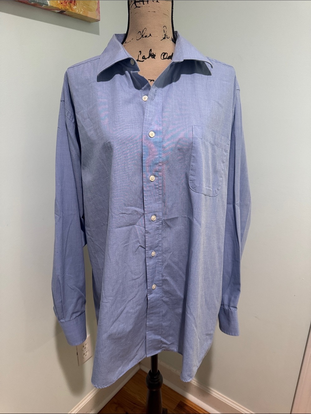 Izod Men's XXL Light Blue Classic Button-Down Shirt